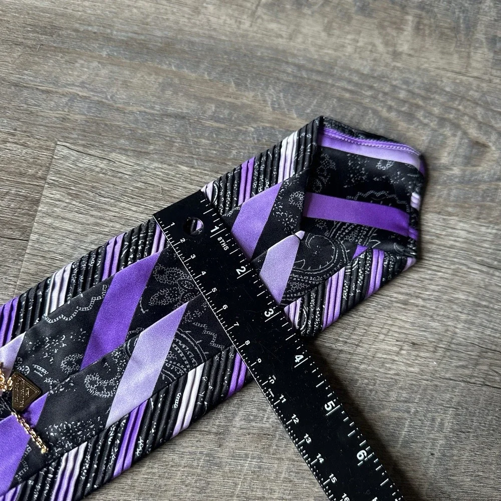 NEW Vitaliano Pancaldi men's purple abstract colorful 100% silk luxury tie NWT